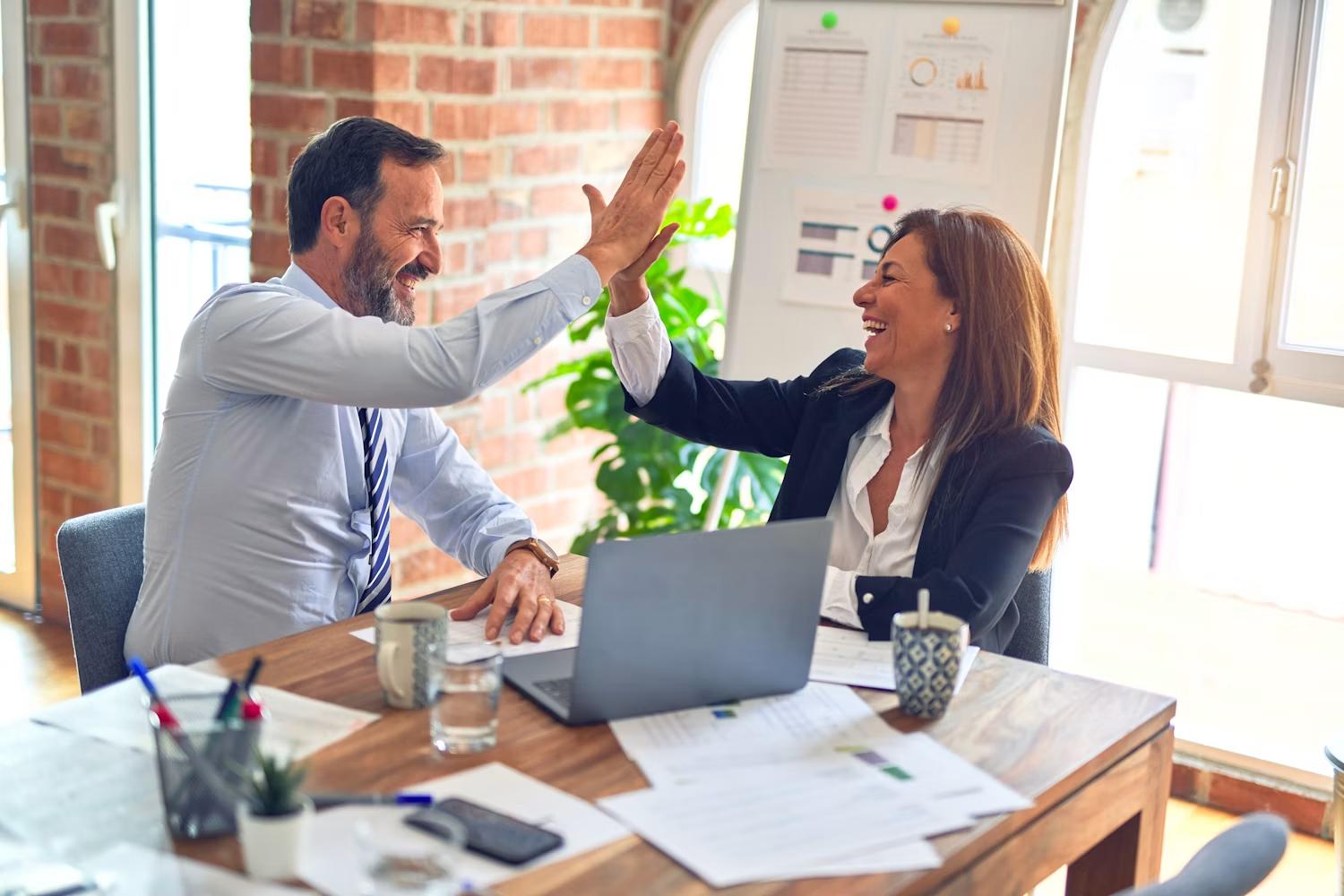 Team collaborating during a customer success review